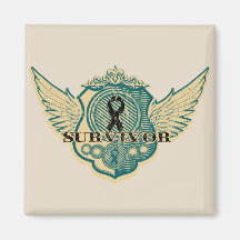 Melanoma Survivor Vintage Winged Magnet