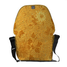 Mellow Gold Damask Floral Design Courier Bag