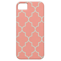 Melon and Turquoise Quatrefoil iPhone 5 Cases