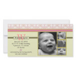 melon tangerine bandana pattern baby announcement customized photo card