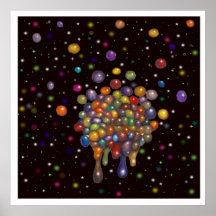 Melting Colour Drops in Black Space Poster