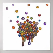 Melting Colour Drops on White Print