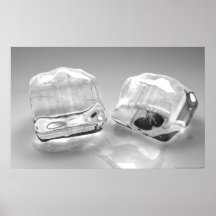 Melting ice cubes posters