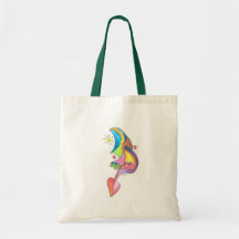 Melting into the Heart bag with green handles