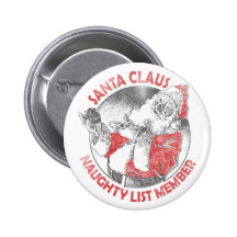 Membre vilain de liste du père noël badge avec épingle