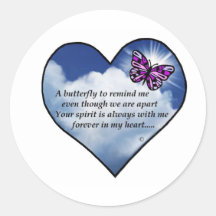 Memorial Butterfly Poem Round Sticker