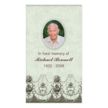 Memorial Card Floral design green Business Card Templates