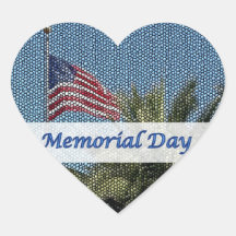 Memorial Day USA Flag Palm Tree Heart Sticker