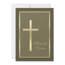 Memorial Service Gold Cross Invitation
