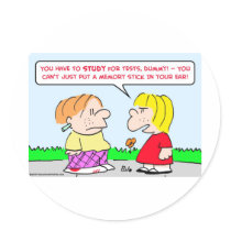 memory stick study tests educations round sticker