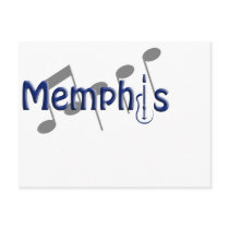 memphis blue with music notes postcard