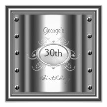 Men 30th Chrome Birthday Party Chrome Invites