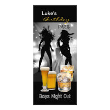 Men Birthday Party Beer Boys Night Out Long 2 Custom Invite