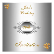 Men Birthday Party  Invitation Silver