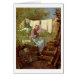 Mending Old Woman By Nicolae Grigorescu Greeting Cards