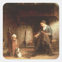 Mending the Nets (oil on panel) Sticker