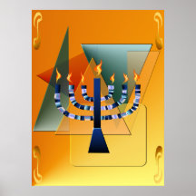 Menorah with shapes Poster