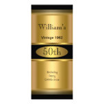 Mens 50th Birthday Party Gold Black Vintage Invitations