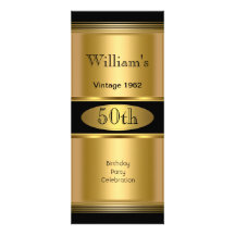 Mens 50th Birthday Party Gold Black Vintage Invitations
