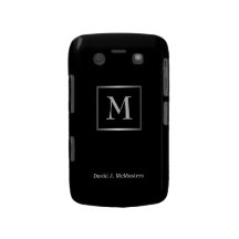 Mens Black Silver Monogram Blackberry Case