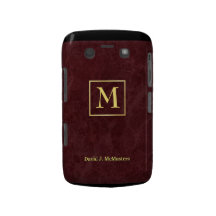 Mens Monogram Burgundy Marble Blackberry Case