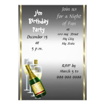 Mens Siver Birthday Party Invitation
