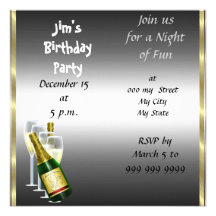 Mens Siver Birthday Party Invitation