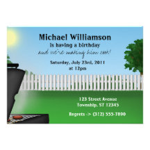Mens Summer BBQ Birthday Invitations