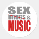 Mens womens Drug free SEXDRUGS & MUSIC Sticker