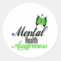 Mental Health Awareness Butterfly Round Stickers