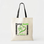 Mental Health Awareness Heart Butterfly Ribbon Tote Bags