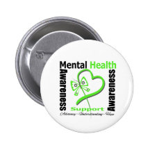 Mental Health Awareness Heart Butterfly Ribbon Pins