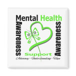 Mental Health Awareness Heart Butterfly Ribbon Magnets