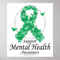 Mental Health Ribbon of Butterflies Print