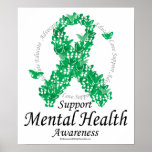 Mental Health Ribbon of Butterflies Print
