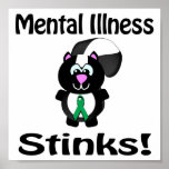 Mental Illness Stinks Skunk Green Awareness Design Print