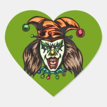 Mentally Unstable Evil Clown Heart Sticker