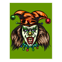 Mentally Unstable Evil Clown Post Card