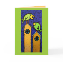 mentor card with birds and birdhouses
