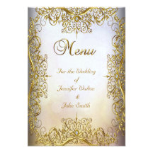 Menu Card Wedding Elegant Elite White Gold Personalized Announcement