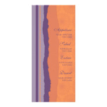 Menu de mariage remous oranges et de pourpre double carte personnalisée
