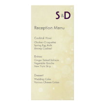 Menu de réception de mariage d'initiales motif pour double carte