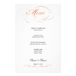 Menu élégant de mariage de manuscrit - orange papier à lettre customisable