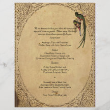 Menu élégant vintage de mariage d'oiseau de quetza tract