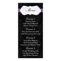 menu pourpre de mariage carte double customisable