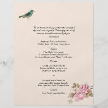 Menu vintage de rose de rose et de mariage de Robi Prospectus Personnalisés