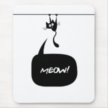 meow kitty black and white 2 mousepad