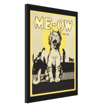 Meow  Singing Cat Cute Kitty Cate Night Stalkers Gallery Wrapped Canvas