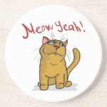 Meow Yeah - Sandstone Drink Coaster