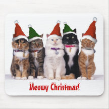 "Meowy Christmas!" Cats In Hats Mousepads